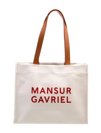 Pre-owned Mansur Gavriel Canvas Tote In Neutral