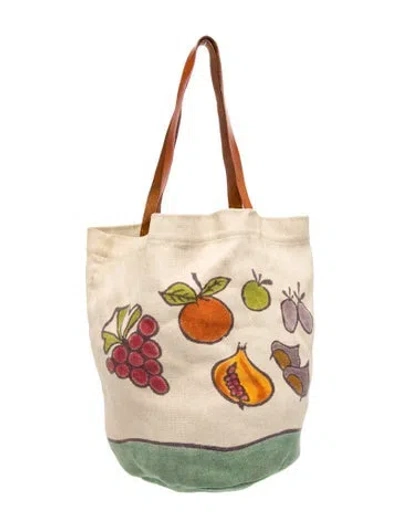 Pre-owned Mansur Gavriel Canvas Tote In Neutrals
