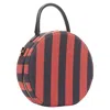 Mansur Gavriel Circle Red Striped Fabric Leather Trim Crossbody Bag In Red