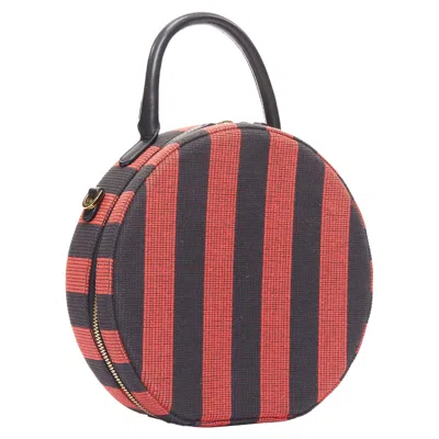 Mansur Gavriel Circle Red Striped Fabric Leather Trim Crossbody Bag