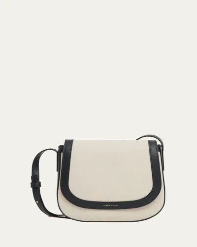 Mansur Gavriel Classic Flap Canvas & Leather Crossbody Bag In Black