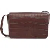 Mansur Gavriel Clio Croc Embossed Leather Shoulder Bag In Brown