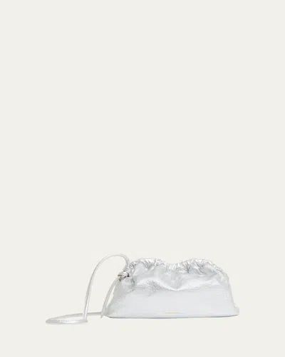 Mansur Gavriel Cloud Mini Metallic Leather Clutch Bag In Silver