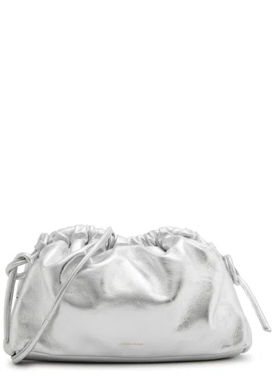 Mansur Gavriel Cloud Mini Metallic Leather Clutch In Silver