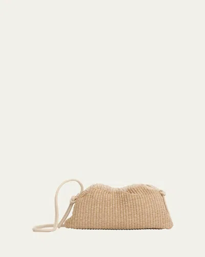 Mansur Gavriel Cloud Mini Raffia Clutch Bag In Natural Jasmine