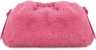 Mansur Gavriel Cloud Shearling Mini Clutch Bag In Pink