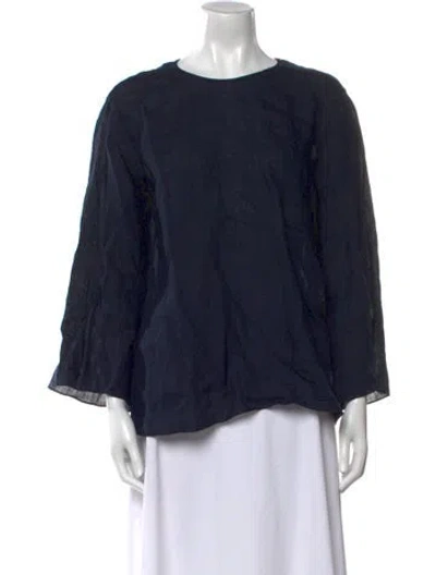 Pre-owned Mansur Gavriel Crew Neck Long Sleeve Blouse In Blue