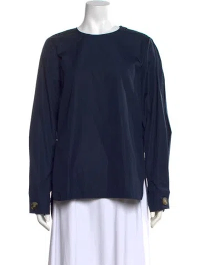 Pre-owned Mansur Gavriel Crew Neck Long Sleeve Top In Blue