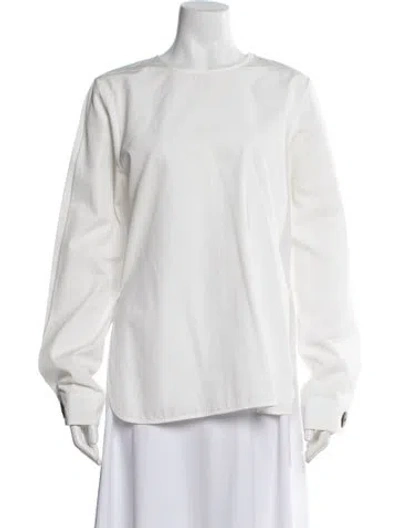Pre-owned Mansur Gavriel Crew Neck Long Sleeve Top In Neutral