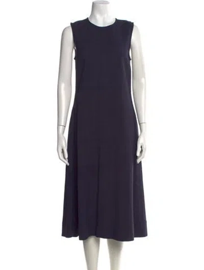 Pre-owned Mansur Gavriel Crew Neck Midi Length Dress In Blue
