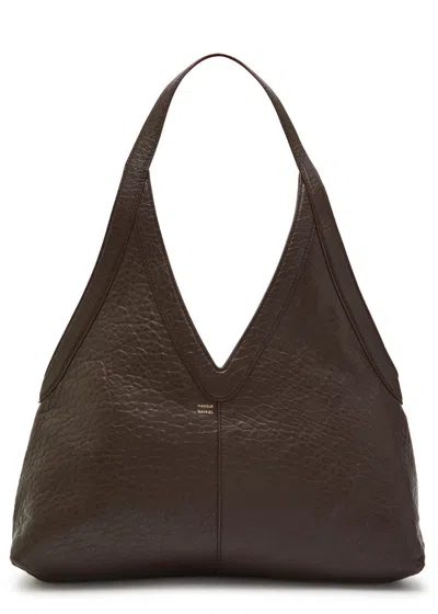 Mansur Gavriel Crinkled Leather Tote Bag In Brown