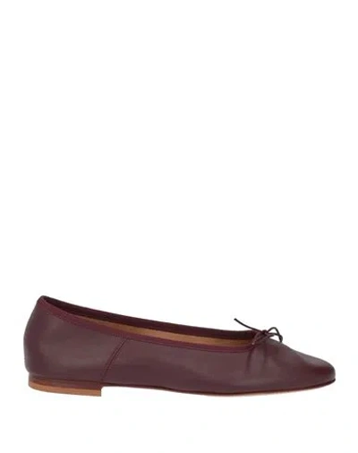 Mansur Gavriel Dance Ballerina Woman Ballet Flats Burgundy Size 8 Leather
