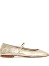 Mansur Gavriel Dance Crinkle-leather Buckle Flats In Neutral