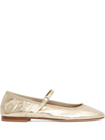 Mansur Gavriel Dance Crinkle-leather Buckle Flats In Neutral