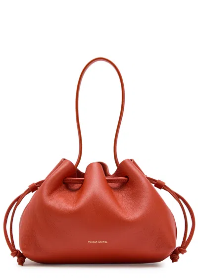 Mansur Gavriel Drawstring Leather Pouch In Red