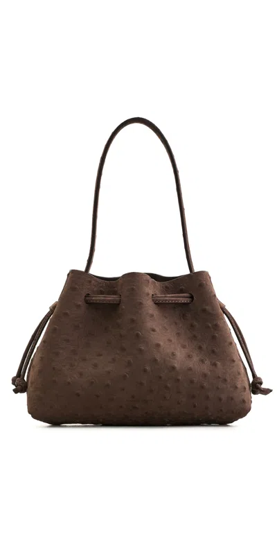 Mansur Gavriel Drawstring Pouchette Shoulder Bag Ebony In Black