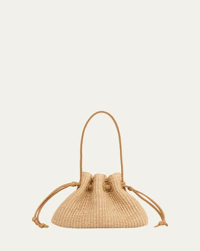 Mansur Gavriel Drawstring Raffia Pouch Bag In Brown
