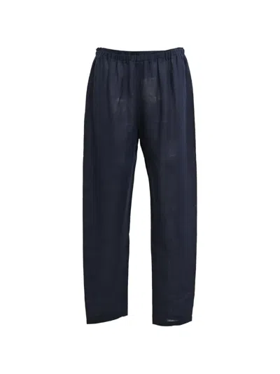 Pre-owned Mansur Gavriel Drawstring Straight-leg Trousers In Blue