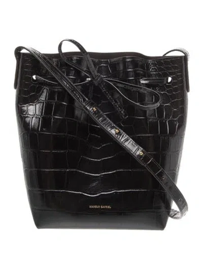 Pre-owned Mansur Gavriel Embossed Leather Bucket Bag In Burgundy