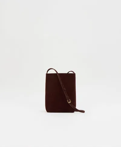 Mansur Gavriel Everyday Cabas Crossbody In Chocolate Suede