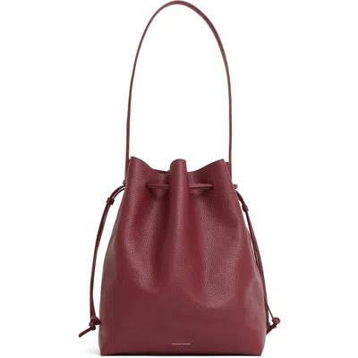 Mansur Gavriel Everyday Cabas Leather Drawstring Bucket Bag In Burgundy