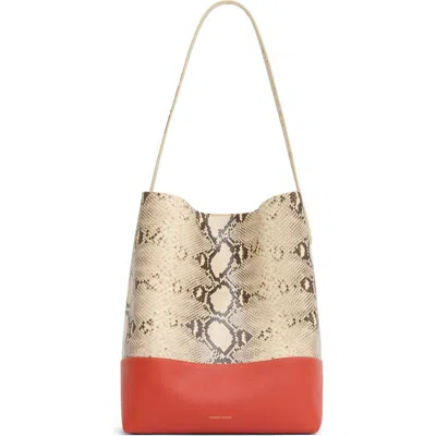 Mansur Gavriel Everyday Cabas Snakeskin Embossed Leather Tote In Neutral