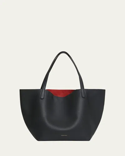 Mansur Gavriel Everyday Soft Leather Tote Bag In Black/flam
