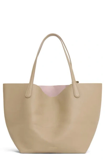 Mansur Gavriel Everyday Soft Leather Tote In Warm Grey/orchidea
