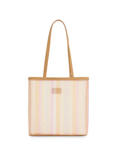 Mansur Gavriel Large Filo Stripe Mesh Tote In Neutral