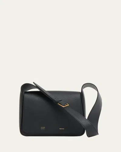 Mansur Gavriel Flap Leather Box Shoulder Bag In Black