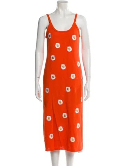 Pre-owned Mansur Gavriel Floral Print Midi Length Dress In Orange
