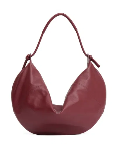 Mansur Gavriel Fortuna Curved Leather Shoulder Bag In Red