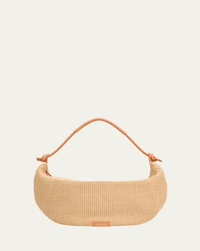 Mansur Gavriel Fortuna Knot Woven Shoulder Bag In Natural