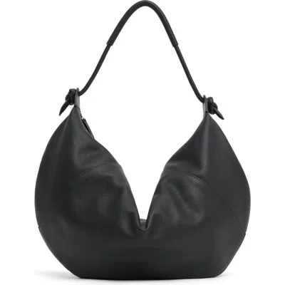 Mansur Gavriel Fortuna Leather Hobo Bag In Black