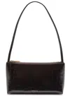 Mansur Gavriel Gaia Crocodile-effect Glossed Leather Shoulder Bag In Chocolate