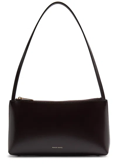 Mansur Gavriel Gaia Glossed Leather Shoulder Bag In Brown