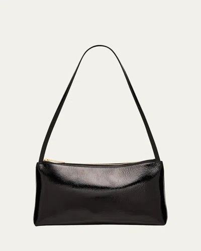 Mansur Gavriel Gaia Naplak Leather Shoulder Bag In Black