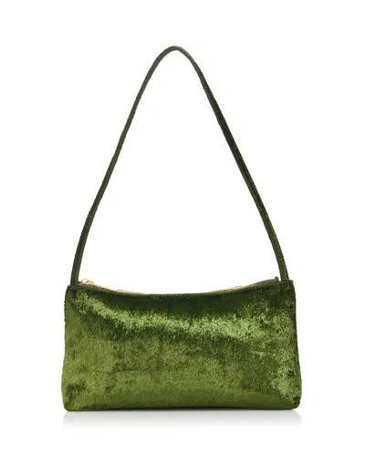 Mansur Gavriel Gaia Velvet Shoulder Bag In Green