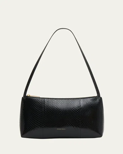 Mansur Gavriel Gaia Watersnake Zip Shoulder Bag In Black
