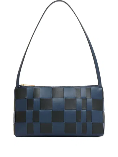 Mansur Gavriel Gaia Woven-leather Shoulder Bag In Black