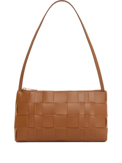 Mansur Gavriel Gaia Woven Leather Shoulder Bag In Brown