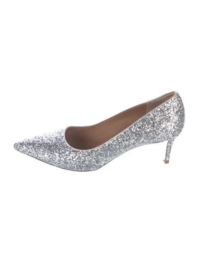 Pre-owned Mansur Gavriel Glitter Glitter Accents Pumps In Silver