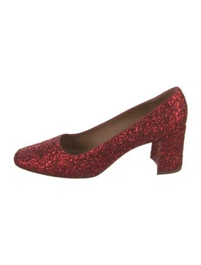 Pre-owned Mansur Gavriel Glitter Pumps In Red