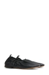 Mansur Gavriel Womens Black Ruched Ballerina Leather Ballet Flats In Black