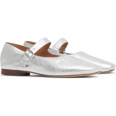 Mansur Gavriel Glove Mary Jane Flat In Silver