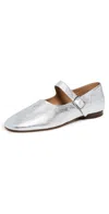 Mansur Gavriel Glove Mary Jane Flats Silver In Metallic