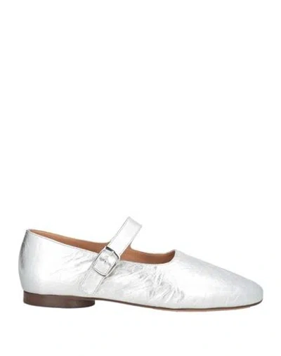 Mansur Gavriel Glove Mary Jane Woman Ballet Flats Silver Size 8 Leather In Neutral