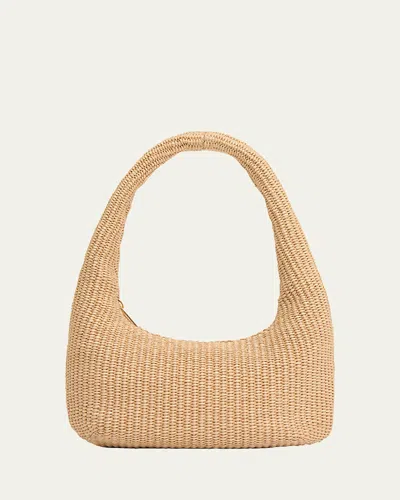 Mansur Gavriel Gnocchi Mini Raffia-effect Top-handle Bag In Brown