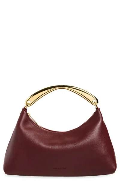 Mansur Gavriel Hea Metal Handle Leather Handbag In Burgundy