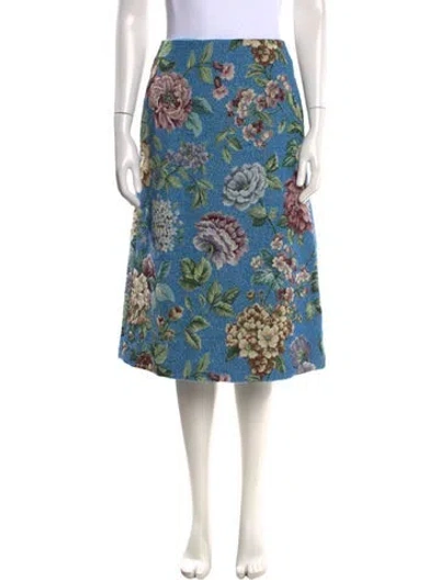 Pre-owned Mansur Gavriel Jacquard Midi Length Skirt In Blue